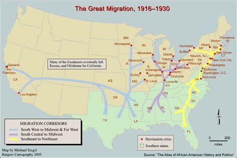 This map shows the routes during the Great Migration and the direction ...