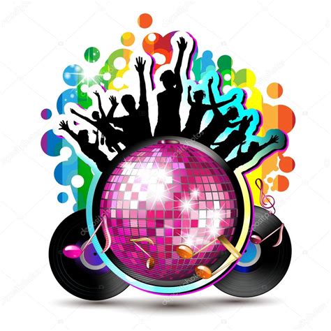 Dancing silhouettes with disco ball Stock Illustration by ©Merlinul #12752794