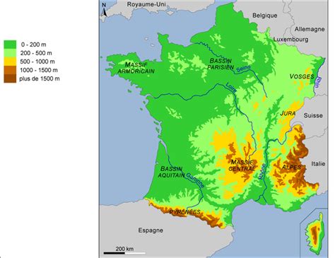 Relief Map Of France