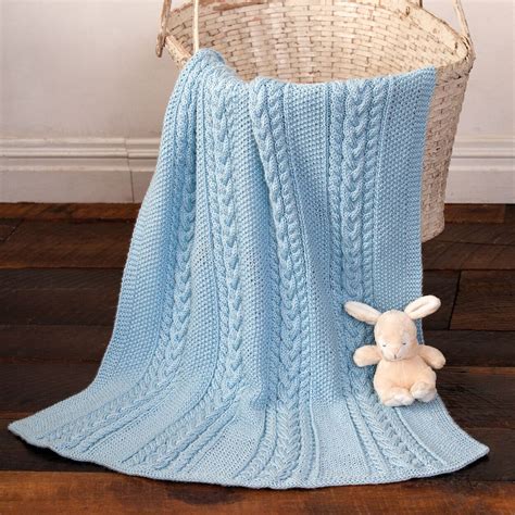 Caron Little Boy Blue Baby Blanket | Yarnspirations Knit Baby Blanket ...