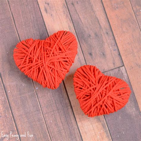 Yarn Wrapped Hearts Craft - Valentines Day Crafts - Easy Peasy and Fun