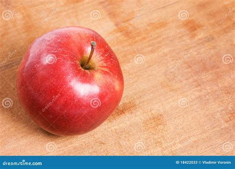 Red Apple on a Wooden Table Stock Image - Image of colour, food: 18422033