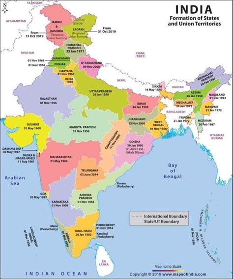 Updated Indian Map: We have 28 States & 9 Union Territories now. : r/india