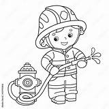Coloring Page Outline Of Cartoon Fireman Or Firefighter With A fire  sketch template