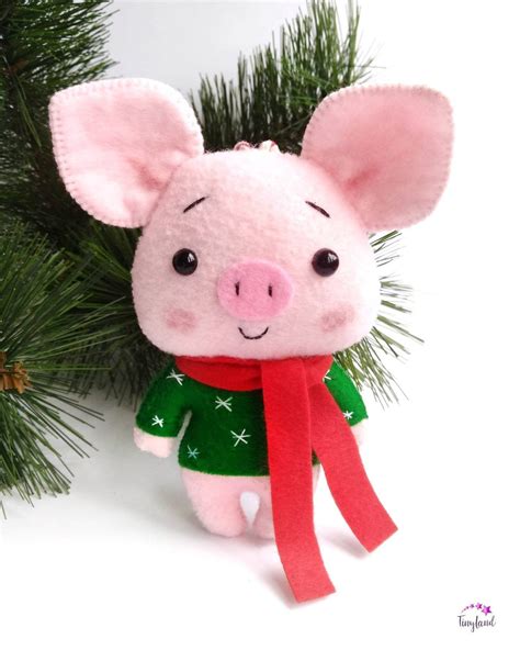 Christmas Pig Ornament Christmas Pig Decor Felt Christmas Pig Christmas ...