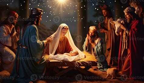Scene of the birth of Jesus. Christmas nativity scene. 27926941 Stock ...