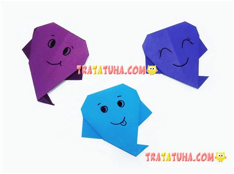 Smiling Origami Ghost: Step-by-Step Tutorial with Pictures Origami Paper, Teen Programs, Funny ...