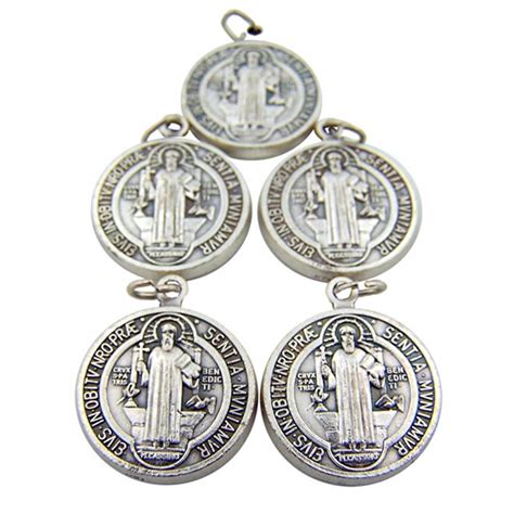 Catholic Saint Medals - Silver Tone Saint Benedict Evil Protection ...