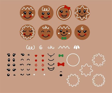 Build your own gingerbread face 14044065 Vector Art at Vecteezy