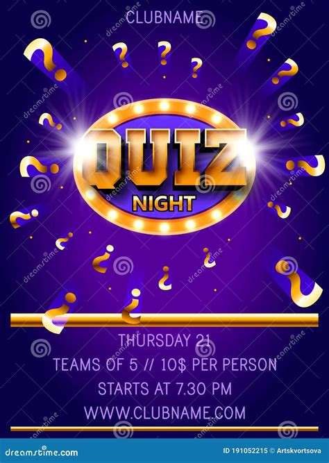 Quiz Night Announcement Poster Design Web Banner Background Vector Illustration. Pub Quiz Held ...