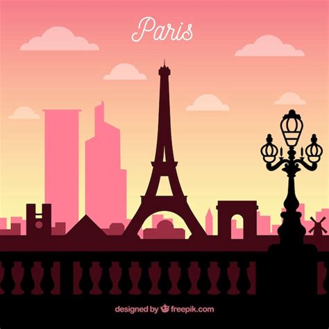 Free Vector | Skyline silhouette of paris city