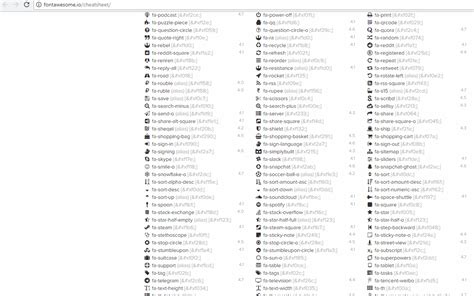 Font Awesome Icon Cheat Sheet #32779 - Free Icons Library