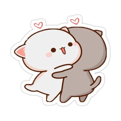 "Hugging Cats, Cute Love" Sticker for Sale by Parvizjon Sharipov | Dibujos kawaii de animales ...