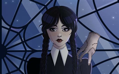 2560x1600 Wednesday Addams and Thing Art 2560x1600 Resolution Wallpaper ...