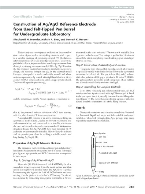 (PDF) Construction of Ag/AgCl Reference Electrode from Used Felt-Tipped Pen Barrel for ...