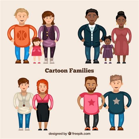 Free Vector | Diverse families cartoon set