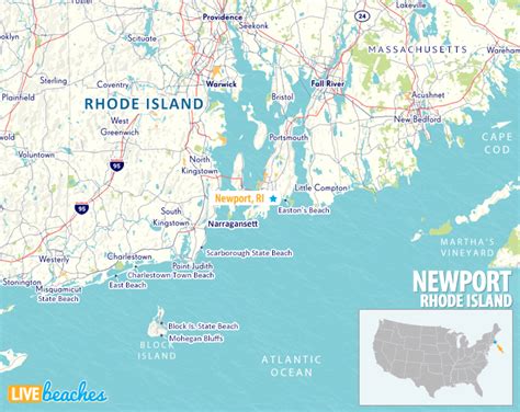 Map of Newport, Rhode Island - Live Beaches