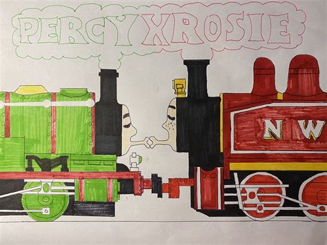 Percy and Rosie Kiss by thethomasthetankspam on DeviantArt