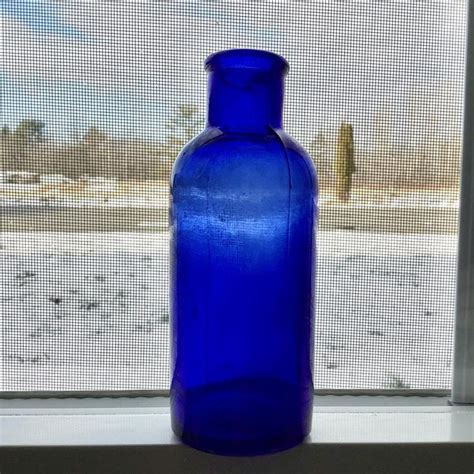 5.75 Cobalt Glass Bottle Antique Deep Blue Drugstore | Etsy in 2021 ...