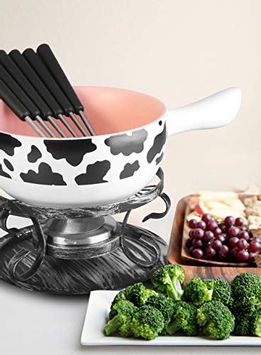 Artestia Ceramic cheese fondue pot Set, fondue set,Six Fondue Forks ...