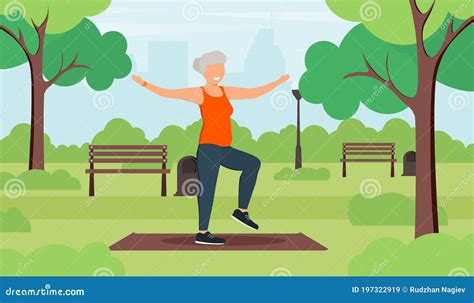 Yoga with elderly woman stock vector. Illustration of exercising ...