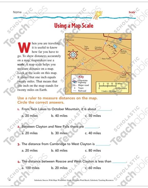 Free Map Scale Worksheets Printables - Worksheets Printable Free