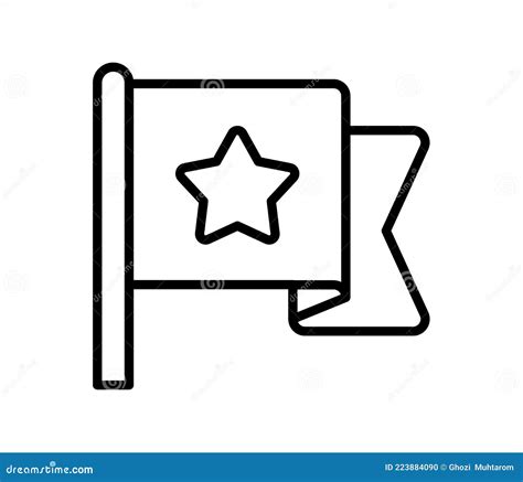 Flag Star Single Isolated Icon with Outline Style Stock Vector - Illustration of independence ...