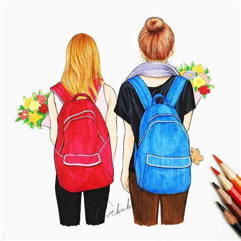 Two Best Friends Drawing | Free download on ClipArtMag