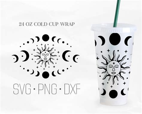 Sun Moon & Stars Full Wrap SVG Moon Svg Star Svg Boho Svg - Etsy