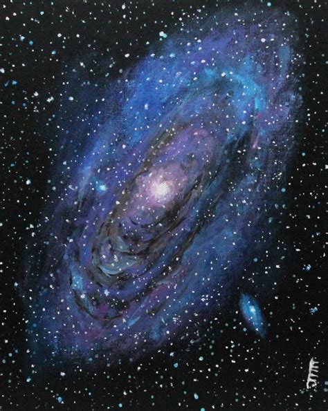 ANDROMEDA GALAXY original acrylic painting on 8" x 10" canvas board ...