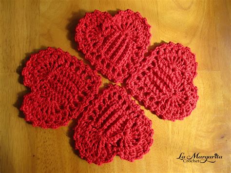 Crochet Heart Coasters Set of 4 or 6 Elegant Valentine Day | Etsy