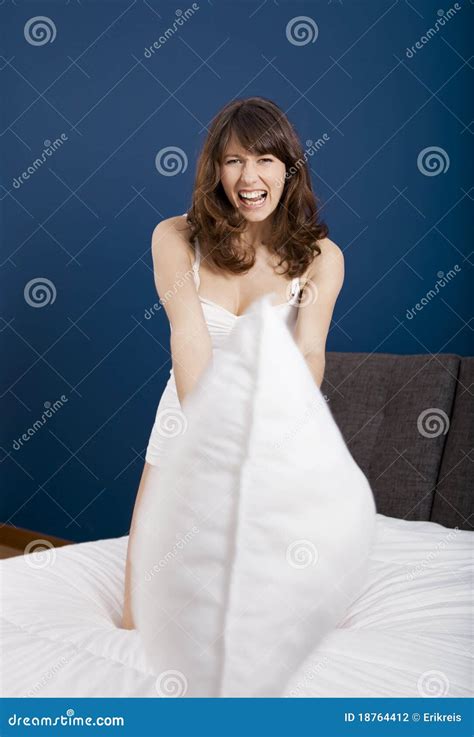 Pillow fight stock photo. Image of elegance, cheerful - 18764412