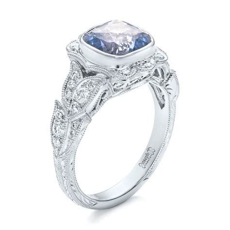 Custom Light Blue Sapphire And Diamond Engagement Ring #102135 - Seattle Bellevue | Joseph Jewelry