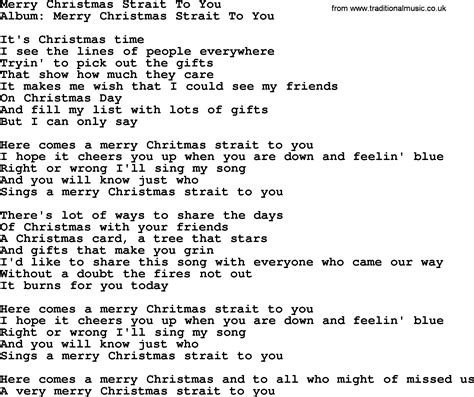 Merry Christmas Strait To You, by George Strait - lyrics