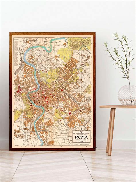 Rome Italy Map Print, Vintage Rome Art Print, Rome Italy, Roma Italia ...