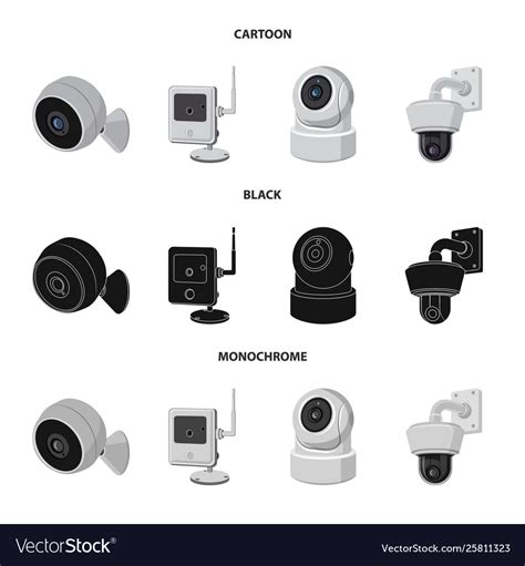 Cctv and camera sign set Royalty Free Vector Image