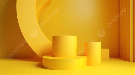 Minimalist Geometric Podium With Yellow Cylinder Platform For Product Presentations 3d Render ...