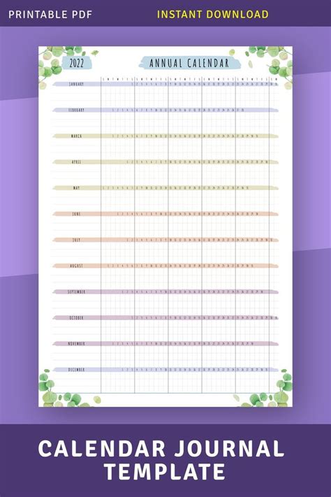 Calendar Journal Template, Calendar Printable, Productivity Planner ...