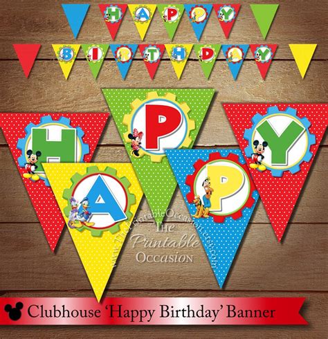 INSTANT DOWNLOAD Mickey Mouse Toodles Happy Birthday Pennant | Etsy