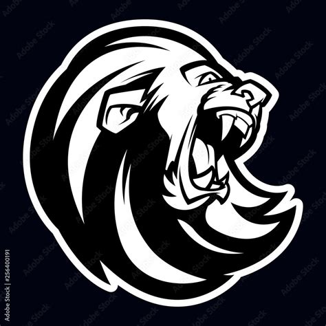 lion head black and white mascot logo illustration Stock Vector | Adobe Stock