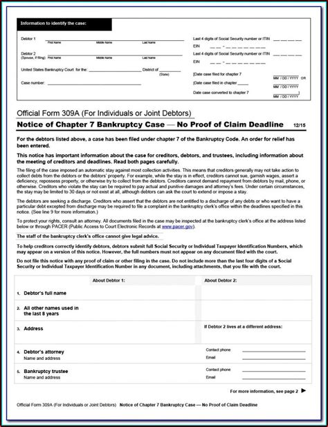 Free Fillable Bankruptcy Forms - Printable Forms Free Online