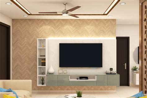 Spacious TV Unit Design With LED Strip Light | Livspace