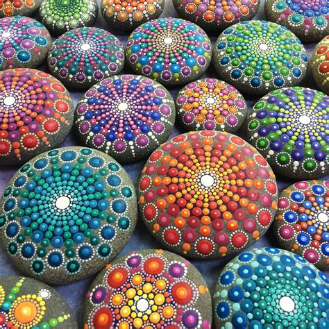 Collection of painted mandala stones by Elspeth McLean #mandala #elspethmclean #dotillism ...