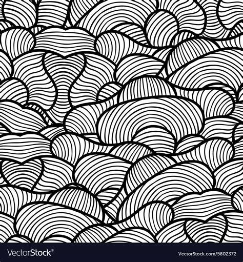 Seamless pattern with hand drawn waves line art Vector Image