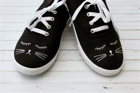 Cute Embroidered Black Cat Shoes