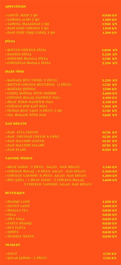 Namaste Indian Restaurant Delivery Menu :: Rinnoo.net Website