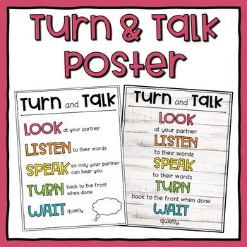 Turn and Talk Poster | Classroom Management | Procedures | TPT