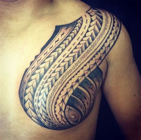 Polynesian Tribal Chest Tattoo