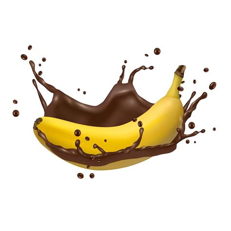 Chapoteo del plátano y del chocolate, icono del vector 3d | Vector Premium