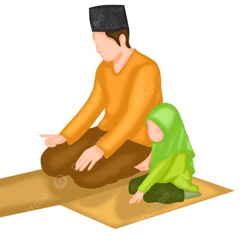 Anake Clipart Transparent PNG Hd, Ilustrasi Ayah Dan Anak Perempuan Sholat Bersama, Ayah Dan ...